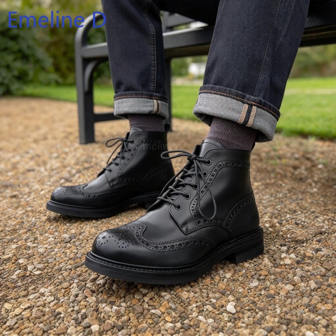 Formal Men Daily Wear Footwear - Мужские ботинки-броги из натуральной кожи с